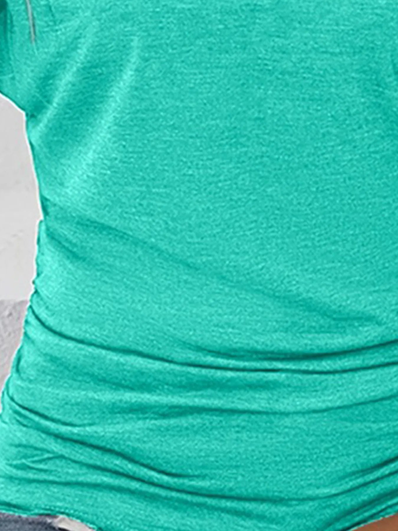 Ruched Side Round Neck T-Shirt