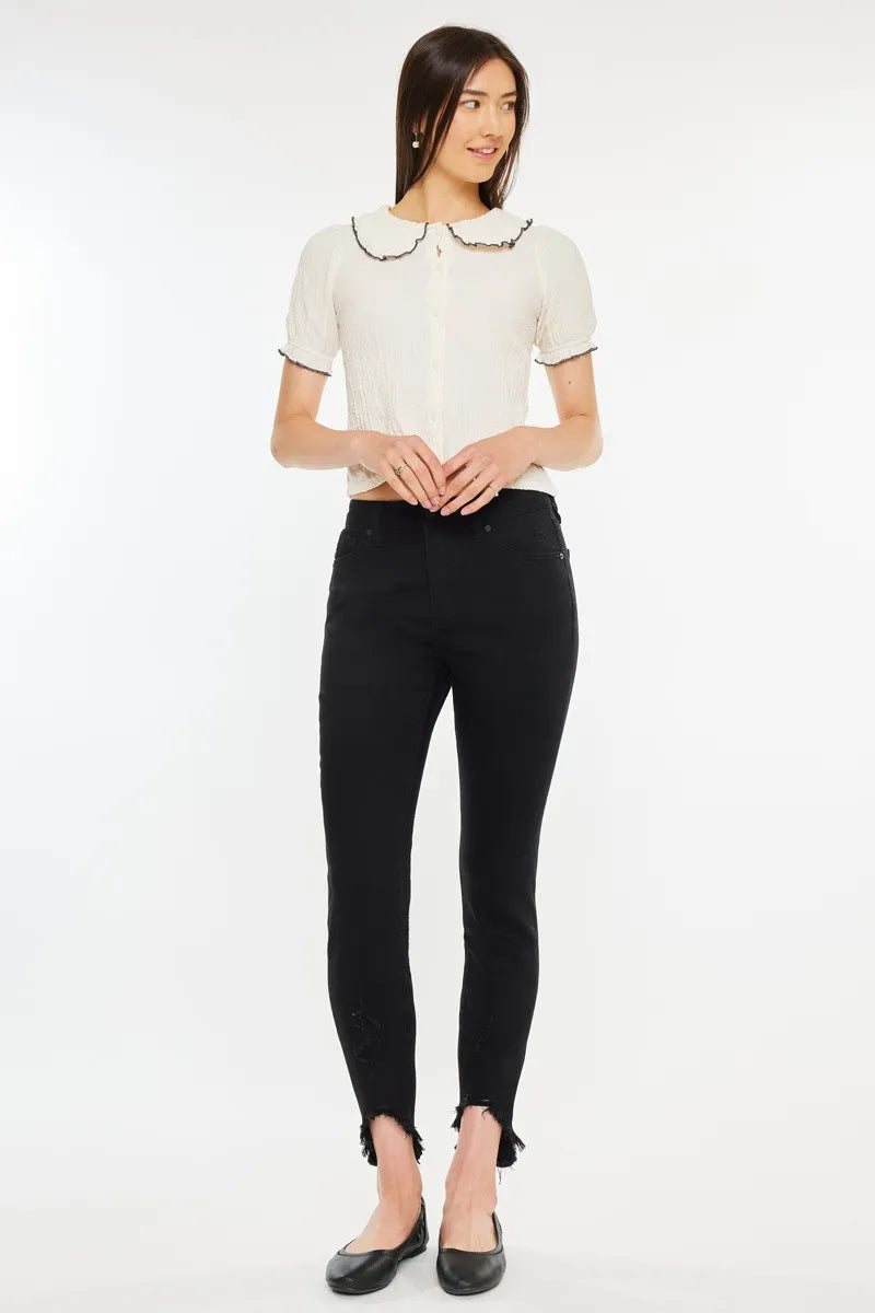 Kancan High Rise Black Ankle Skinny Jeans