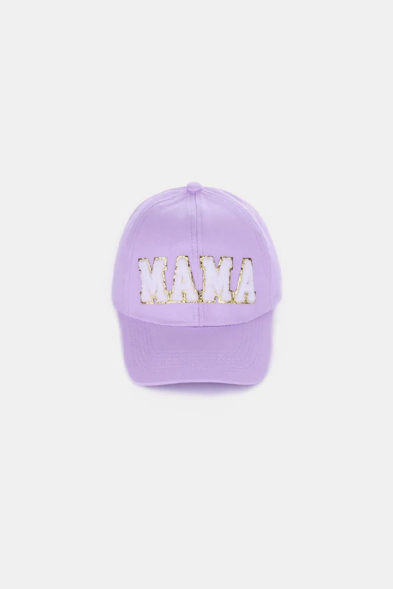 MAMA Chenille Patch Baseball Cap Lavender One Size