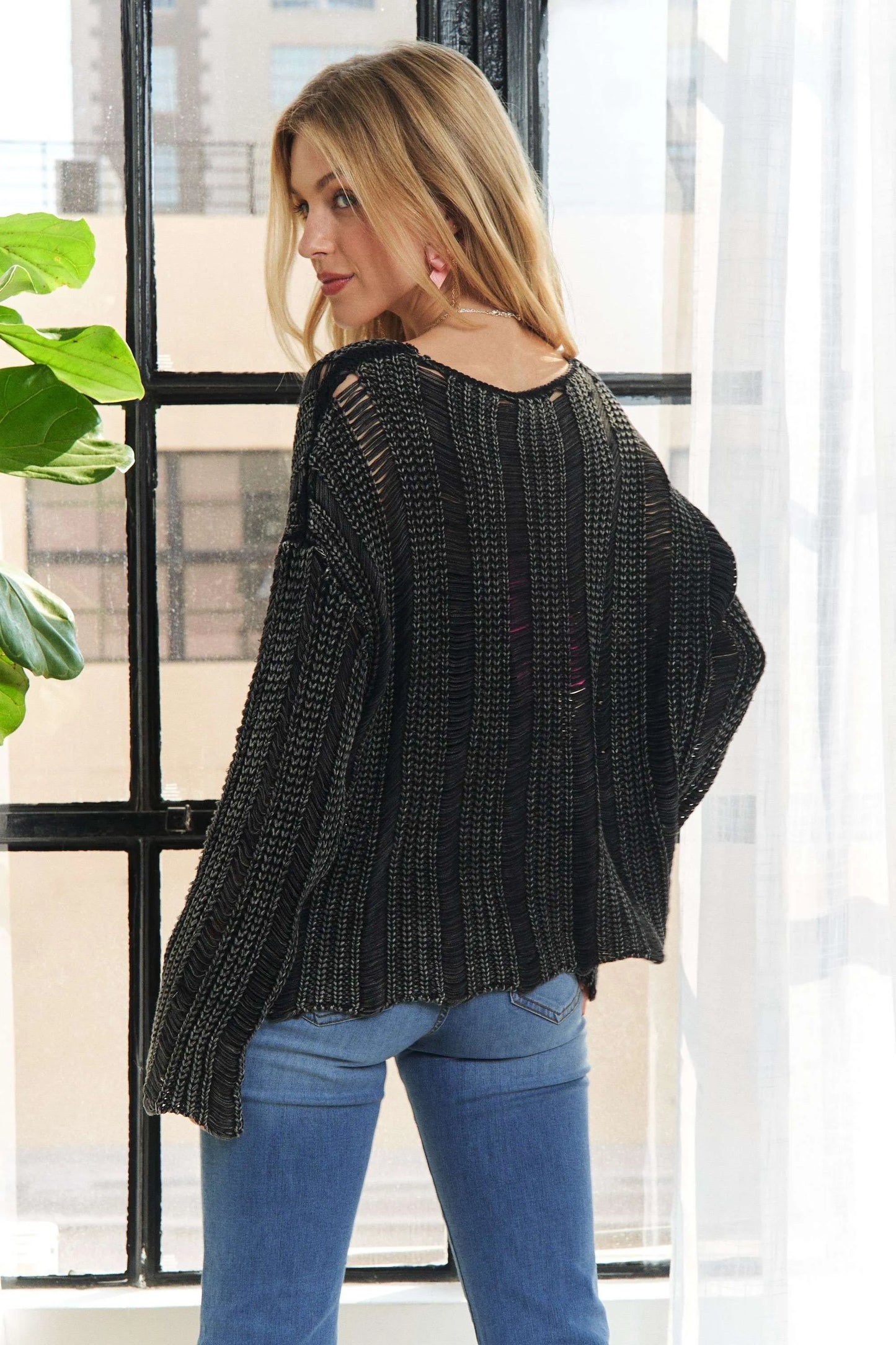 ADORA Distressed Mineral Washed Sweater