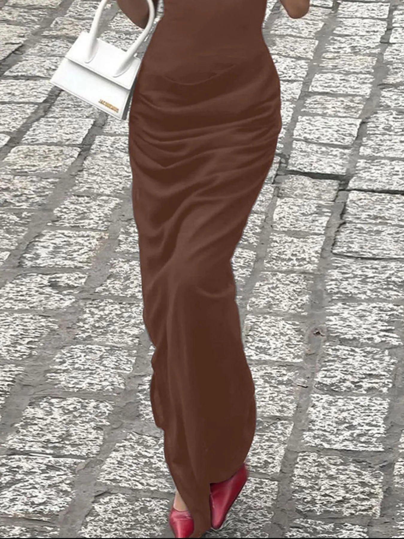 Side Slit Short Sleeve Maxi Dress