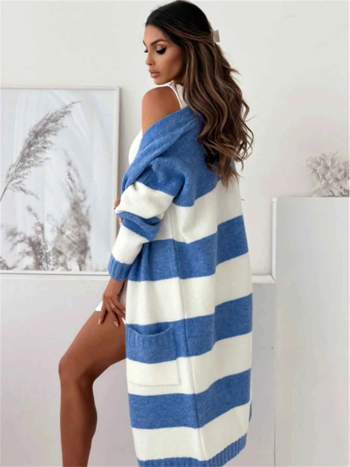 Color Block Open Front Cardigan
