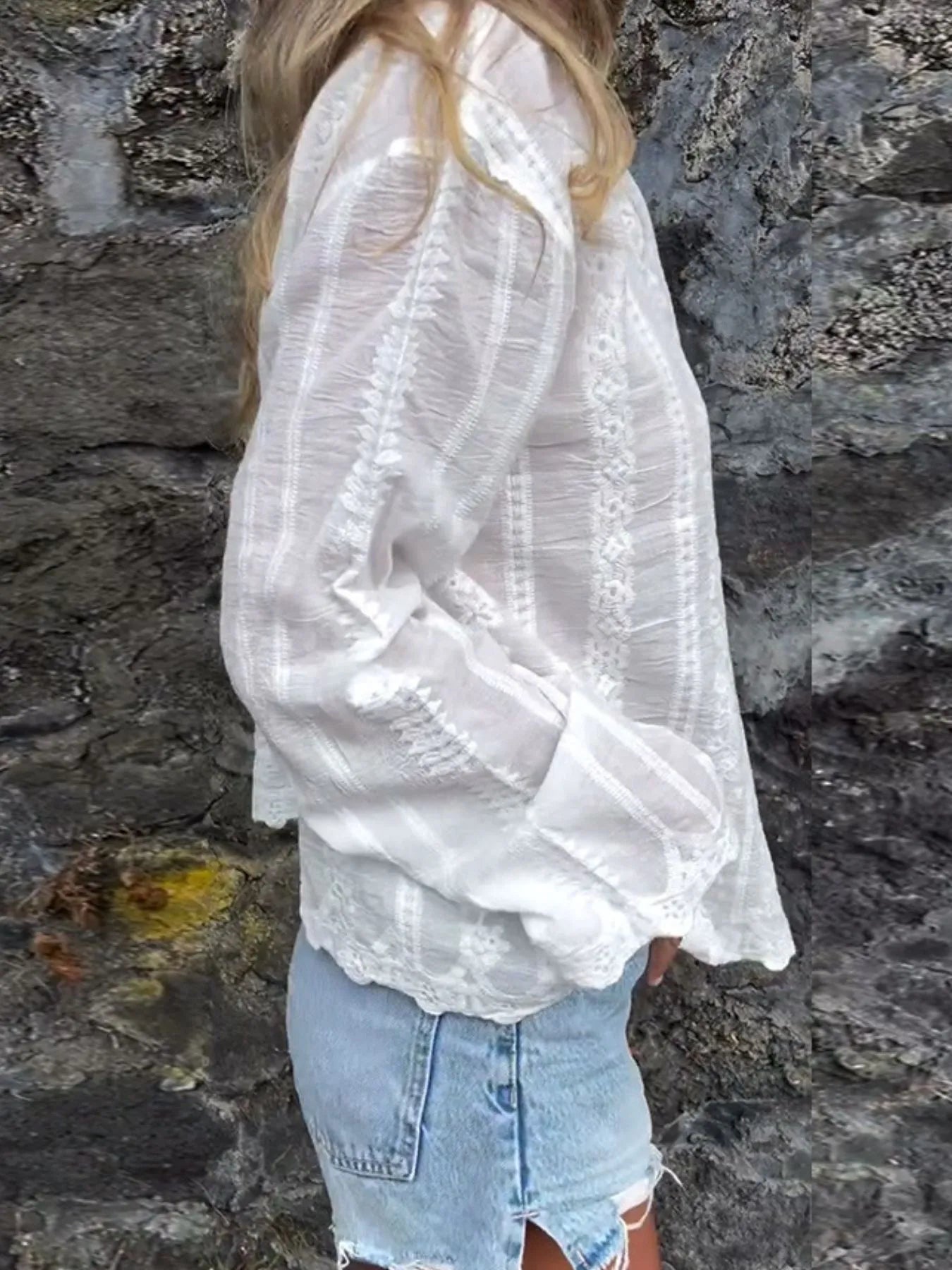 Floral Embroidered Button Down Shirt