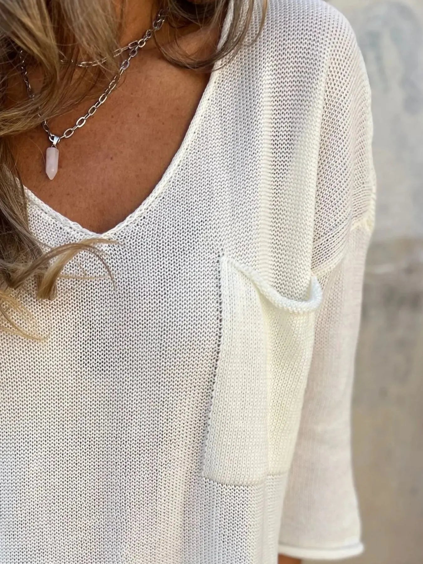 Full Size Casual V-Neck Knit Sweater Plus Size