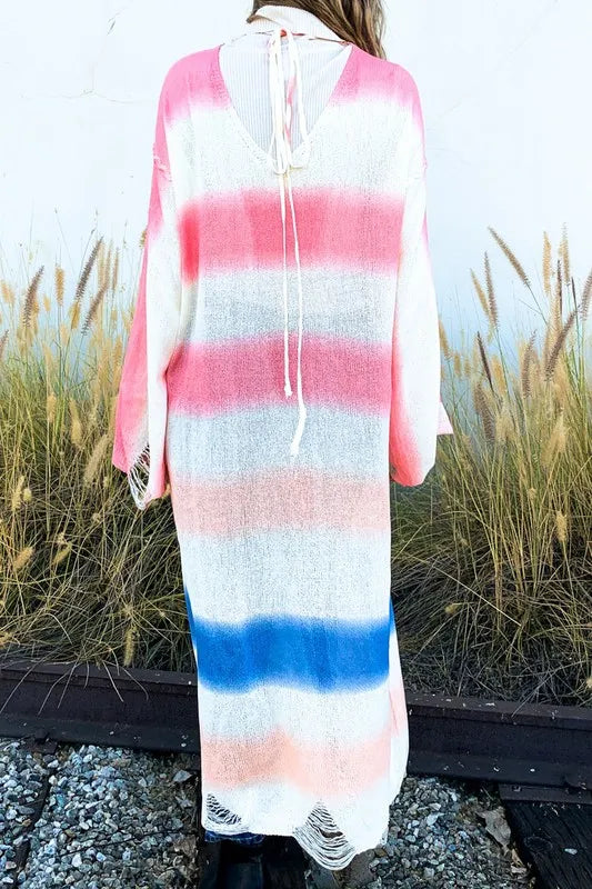 And The Why Multi Gradation Dye Maxi Cardigan Sweater