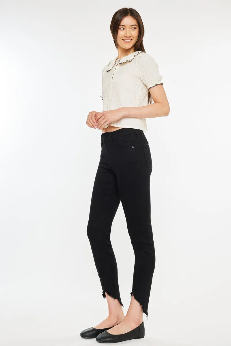 Kancan High Rise Black Ankle Skinny Jeans
