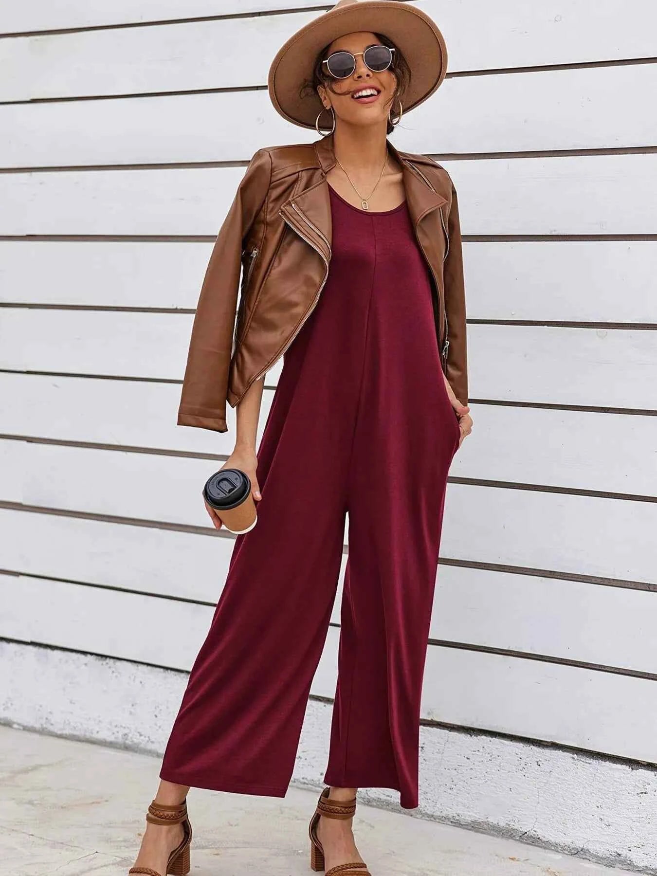 Sleeveless Wide Leg Casual Jumpsuit