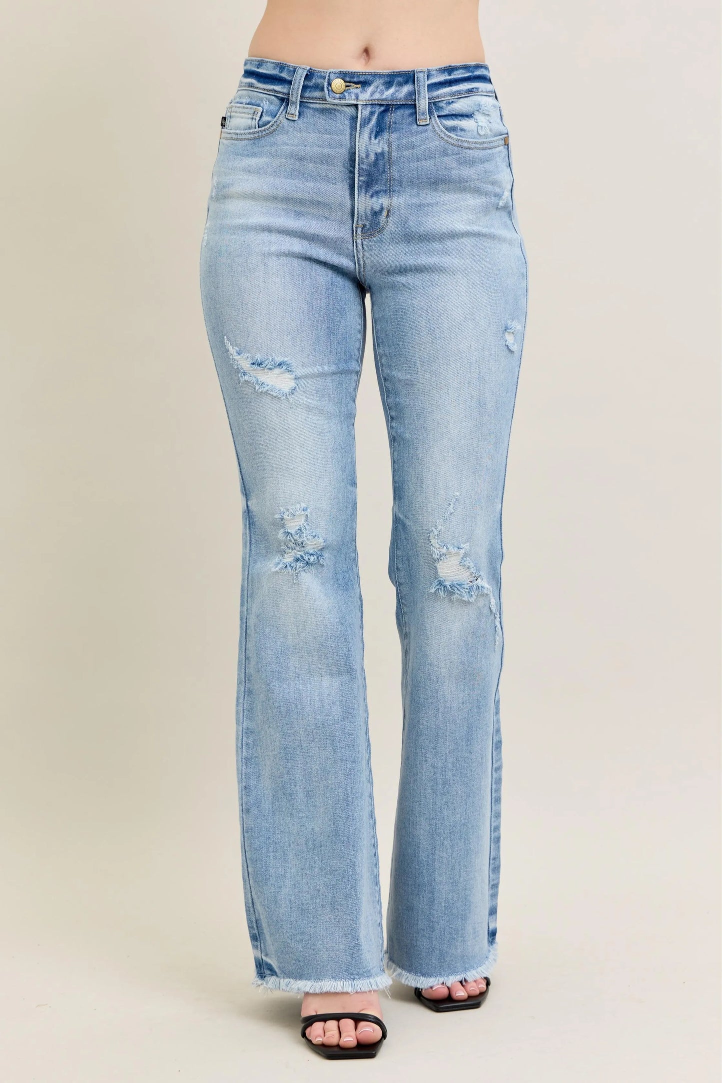 Judy Blue Full Size Hw Flare Jeans W/ Shield Pockets Plus Size LT