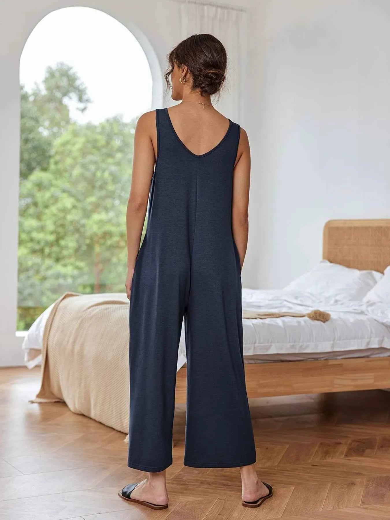 Sleeveless Wide Leg Casual Jumpsuit