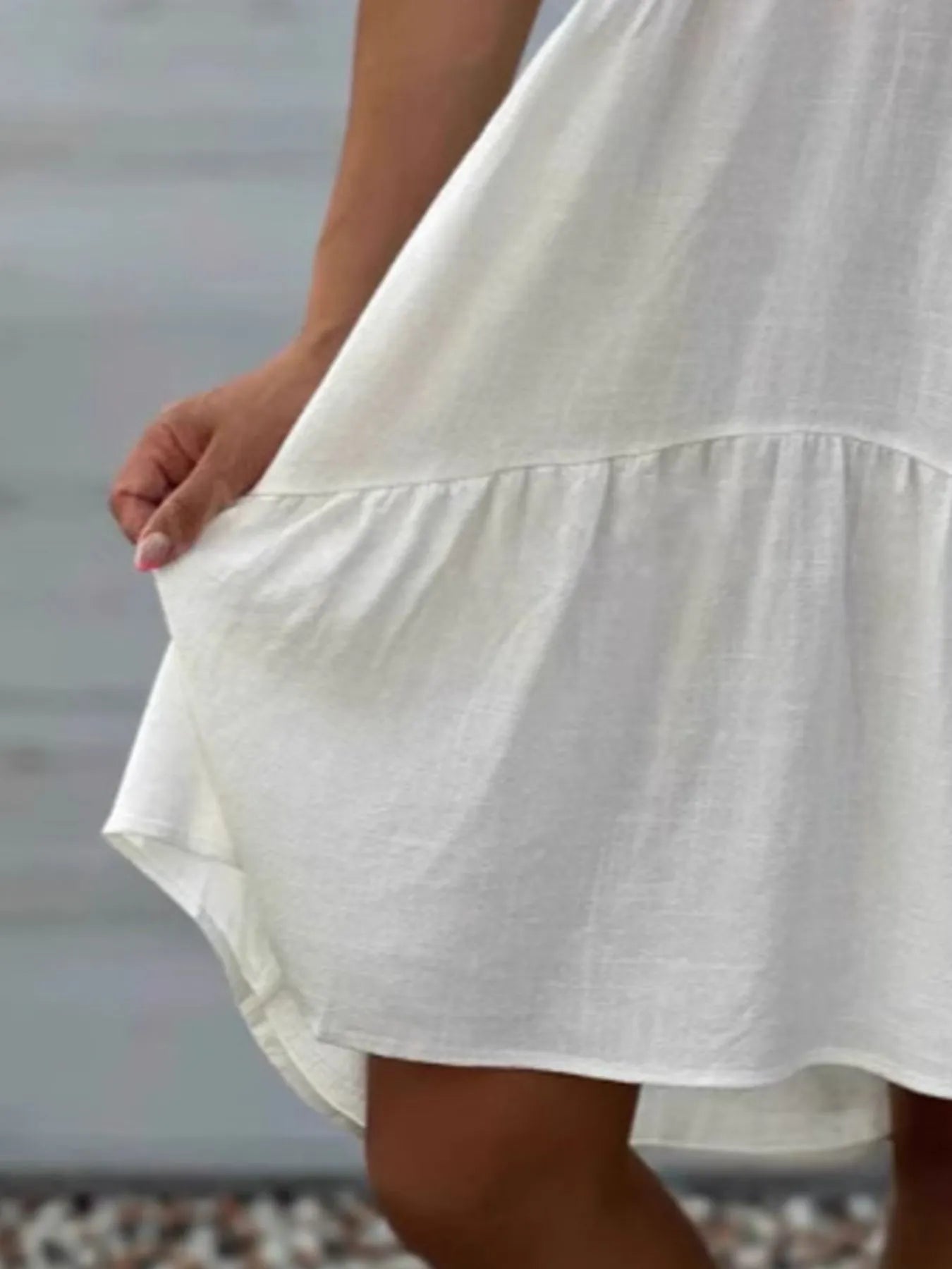Full Size Tiered Button-Front Short Sleeve Dress Plus Size