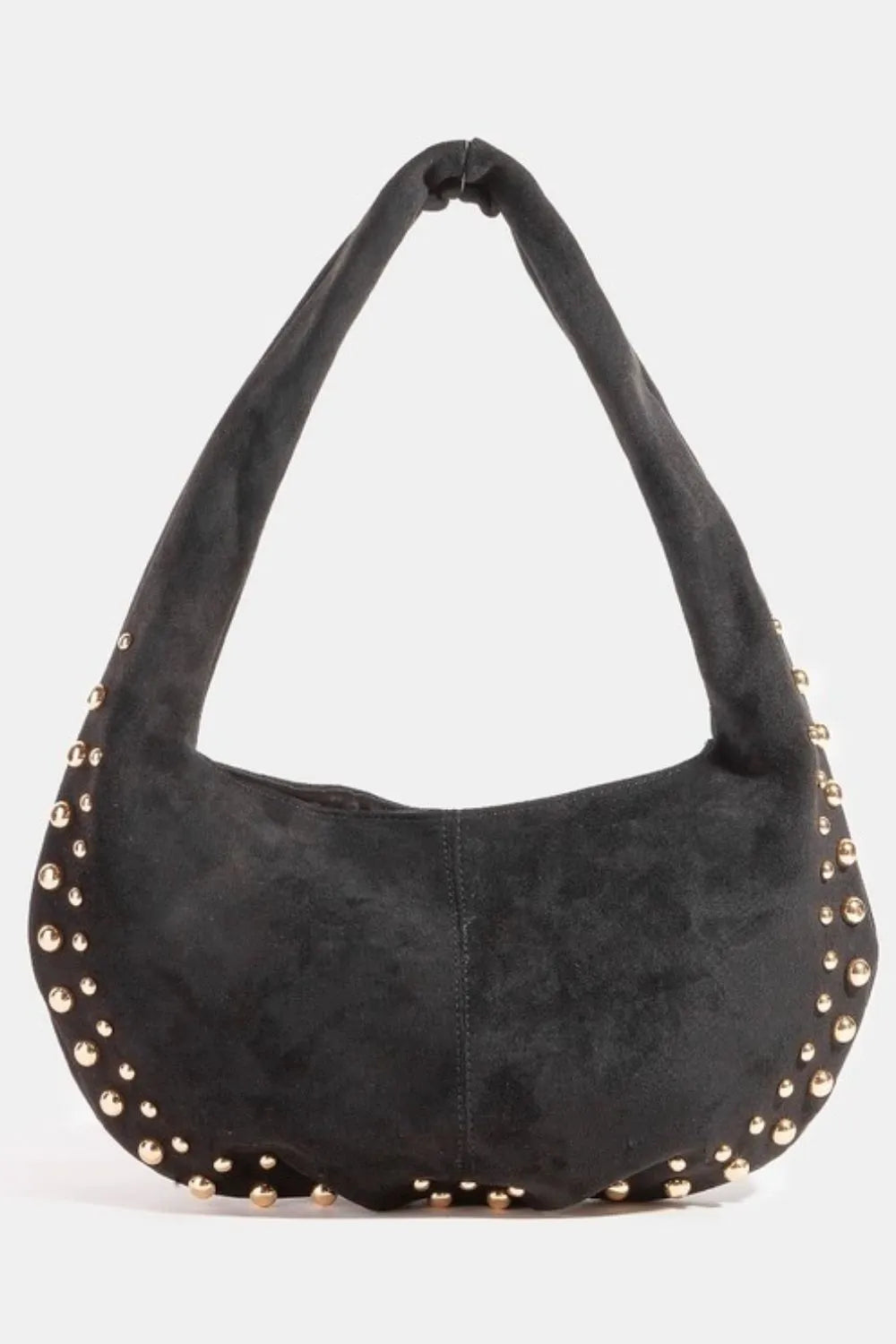 Fame Metallic Studded Faux Suede Hand Bag GBK One Size