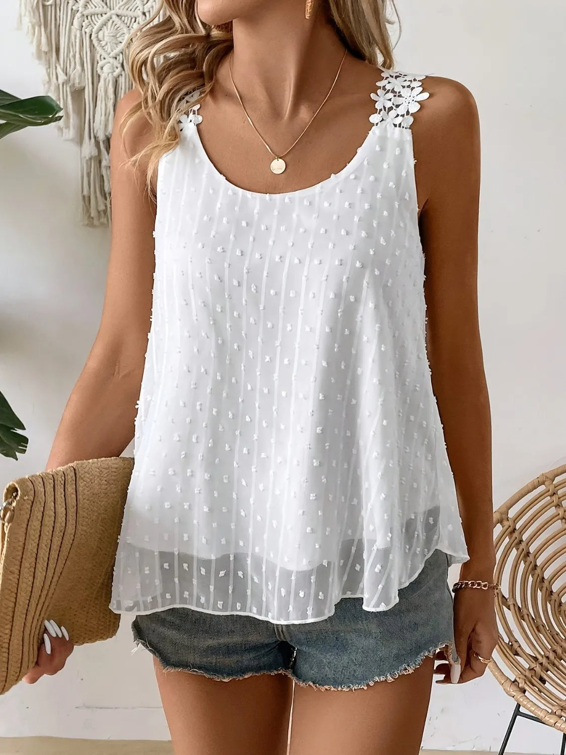Swiss Dot Scoop Neck Cami