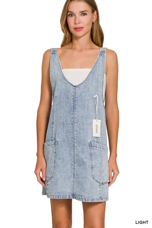 Zenana Denim Overall Mini Dress
