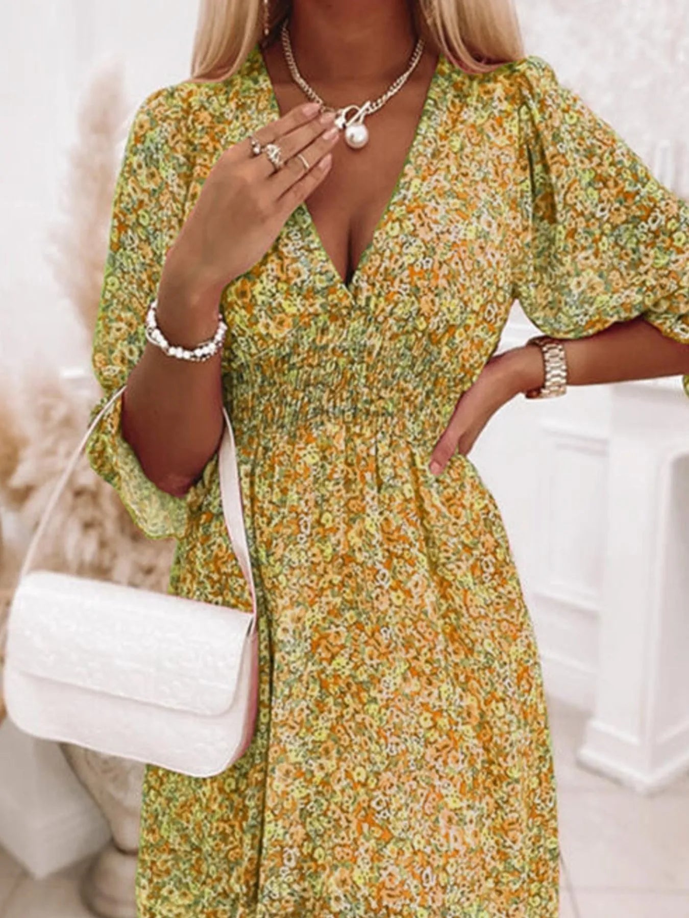 Full Size Ruffled Hem Floral Dress Plus Size