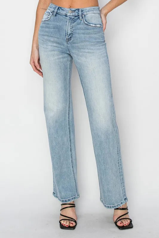 RISEN Full Size High Rise Straight Jeans Plus Size LIGHT