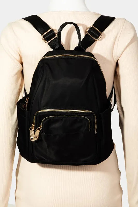 Fame Multi Pocket Nylon Backpack Bag Black One Size