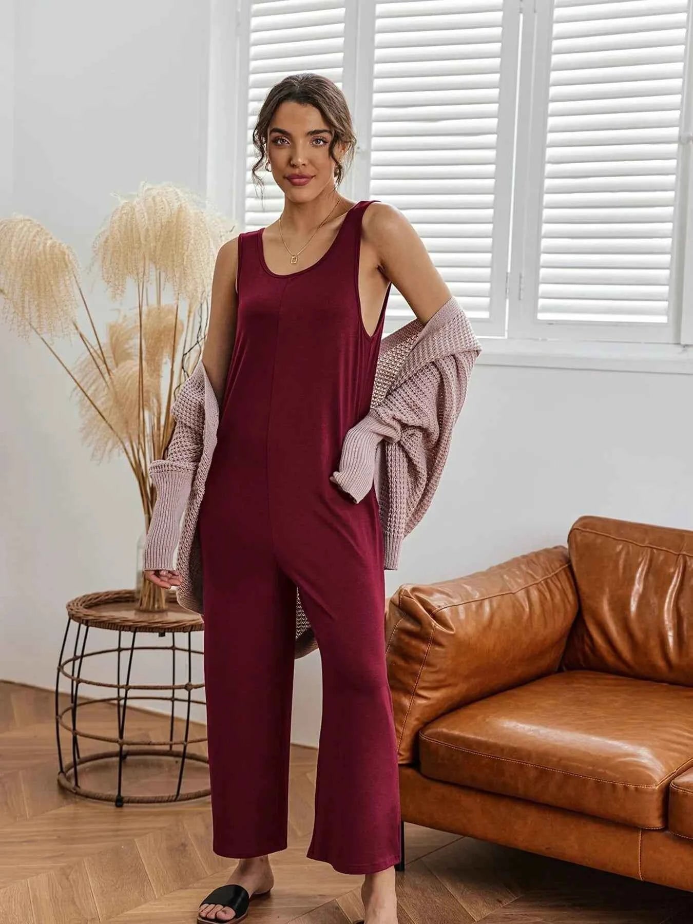 Sleeveless Wide Leg Casual Jumpsuit