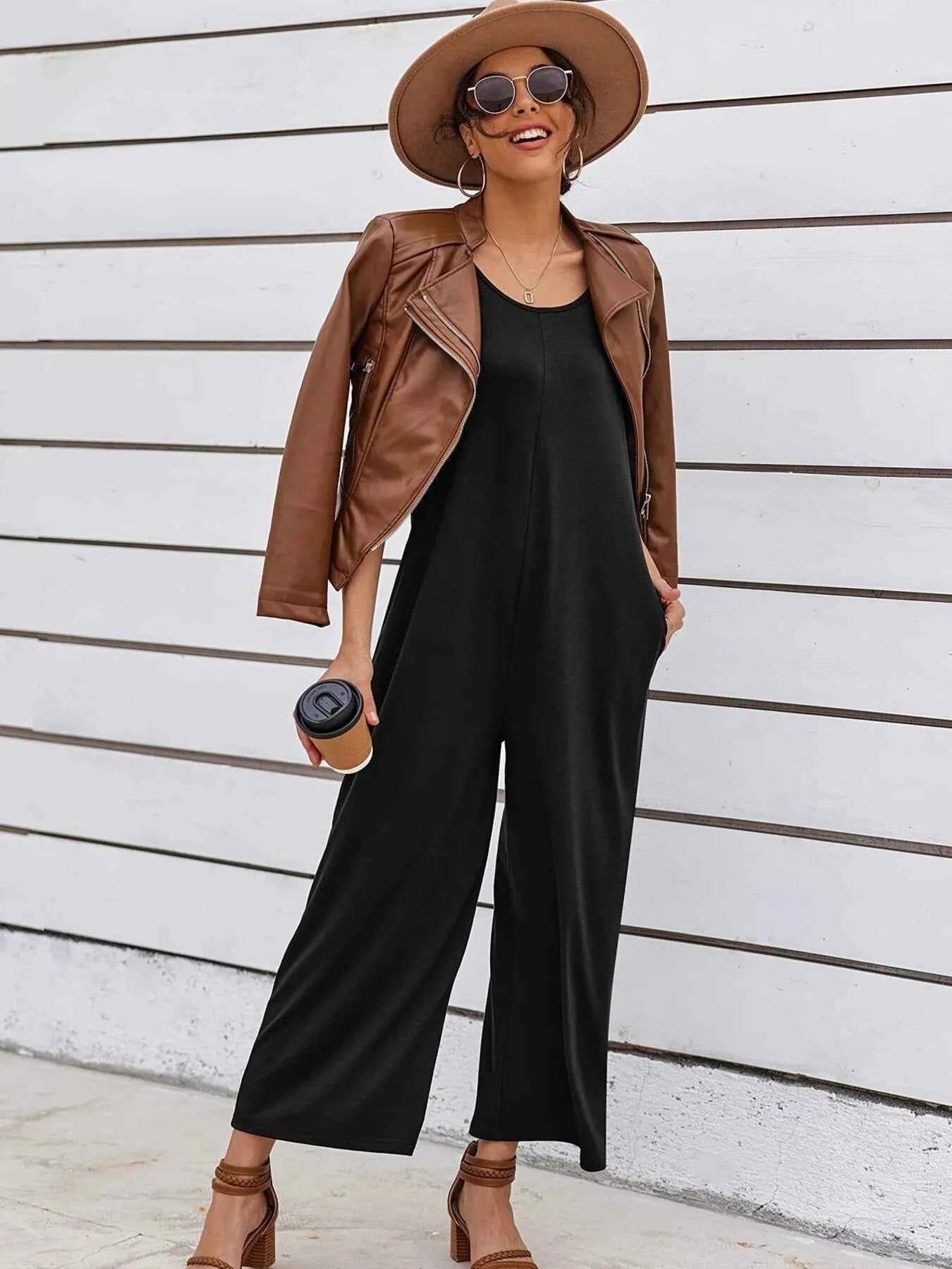 Sleeveless Wide Leg Casual Jumpsuit