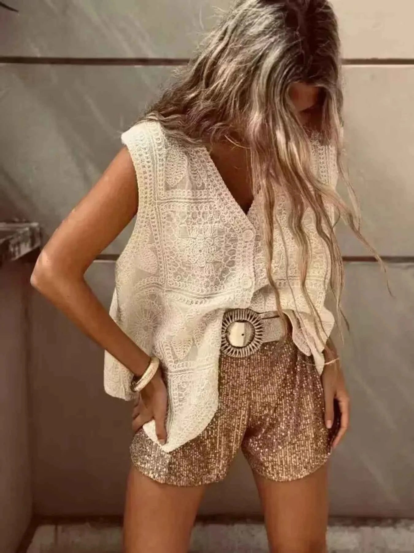 Crochet Lace V-Neck Vest