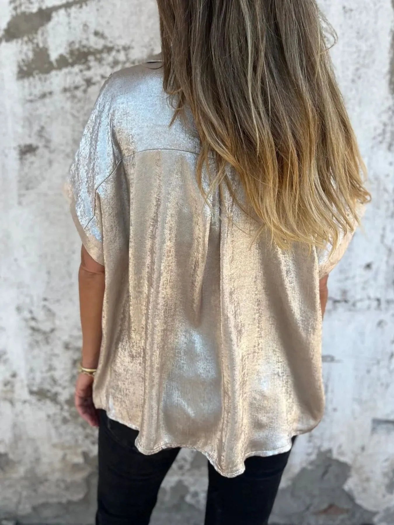 Full Size Collared Neck Short Sleeve Shirt Plus Size