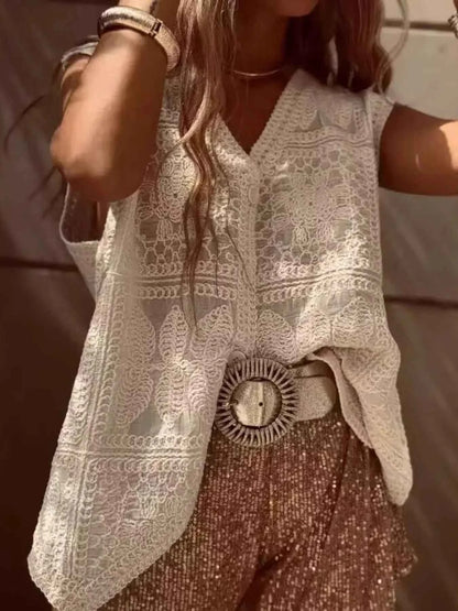 Crochet Lace V-Neck Vest
