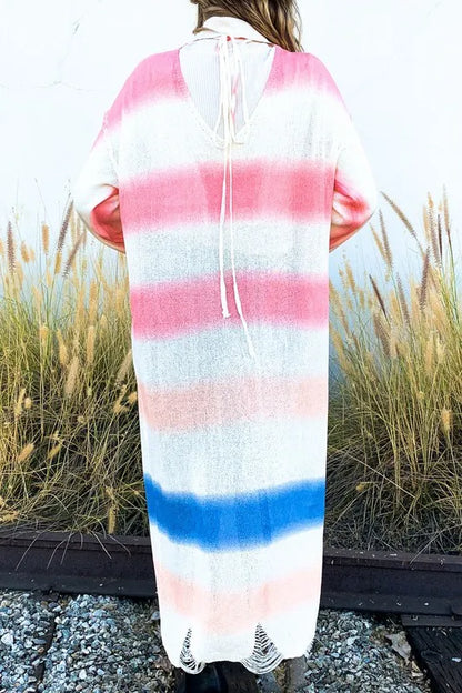 And The Why Multi Gradation Dye Maxi Cardigan Sweater