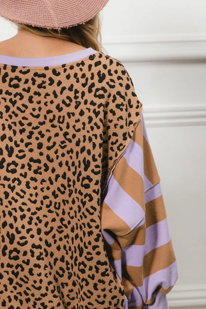 BiBi Leopard and Stripe Mixed Top