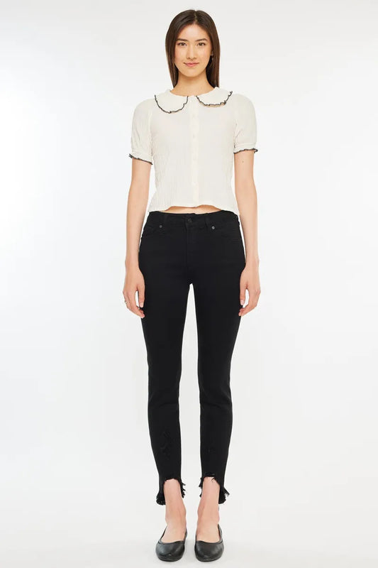 Kancan High Rise Black Ankle Skinny Jeans BLACK