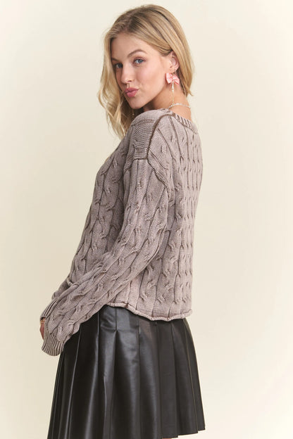 ADORA Cut Edge Detail Mineral Washed Sweater