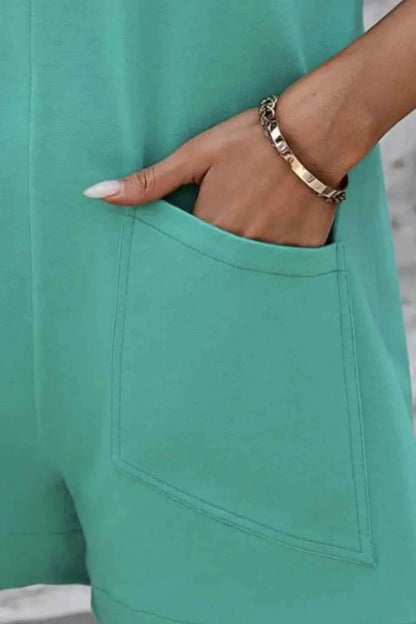 Mandy Round Neck Sleeveless Front Pocket Romper