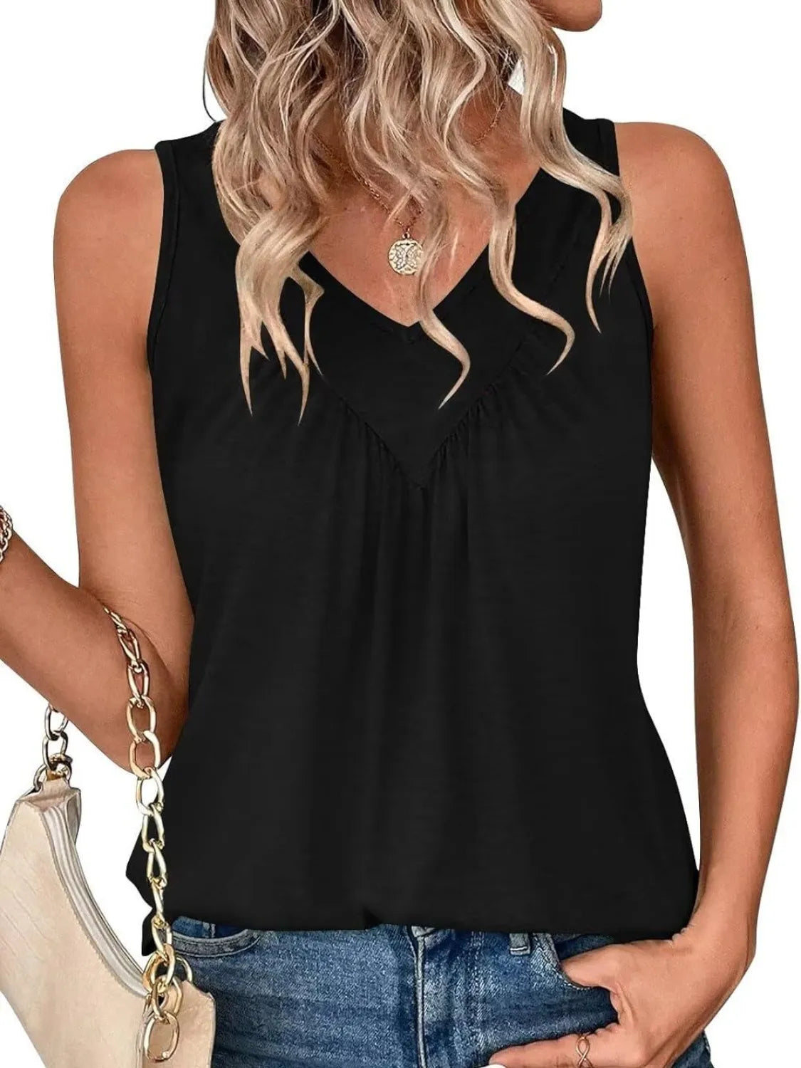 Ruched V-Neck Tank