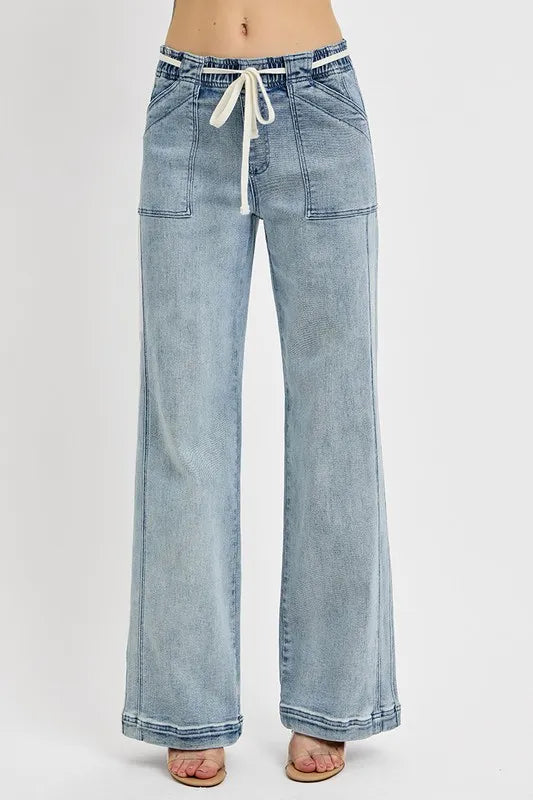 RISEN Full Size Straight Leg Jeans with Pockets Plus Size Medium
