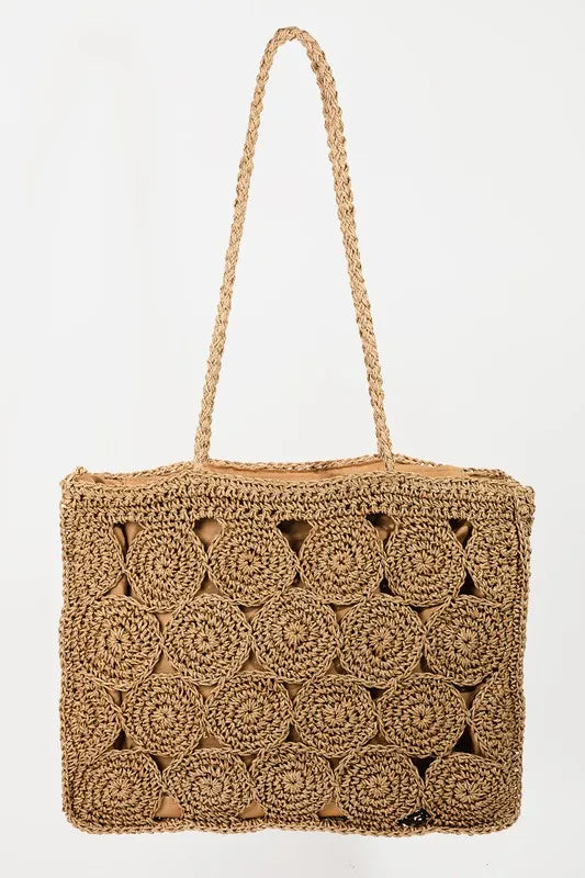 Fame Square Braided Pattern Tote Bag KA One Size