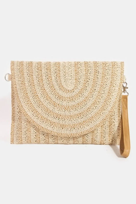 Fame Two Tone Woven Paper Envelope Clutch Bag IV One Size