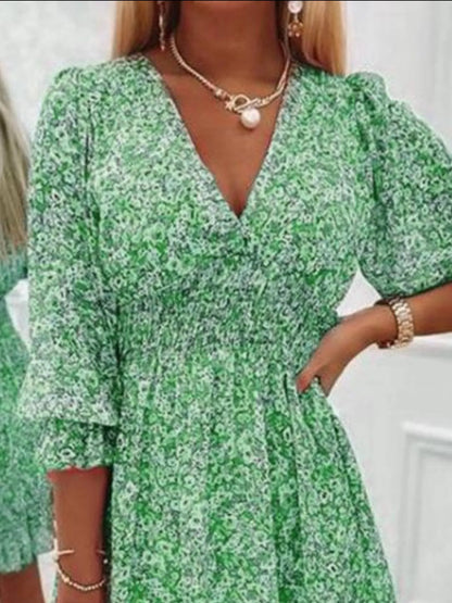 Full Size Ruffled Hem Floral Dress Plus Size