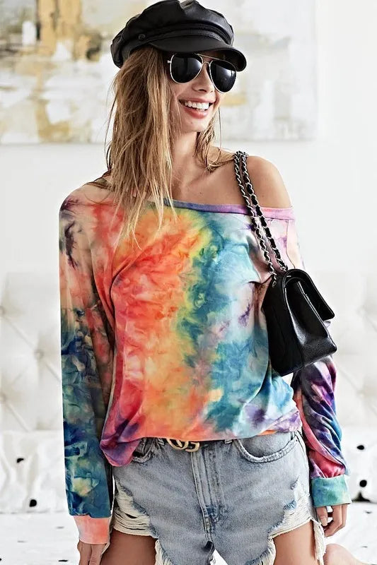 BiBi Tie Dye Soft Knit Jersey Top