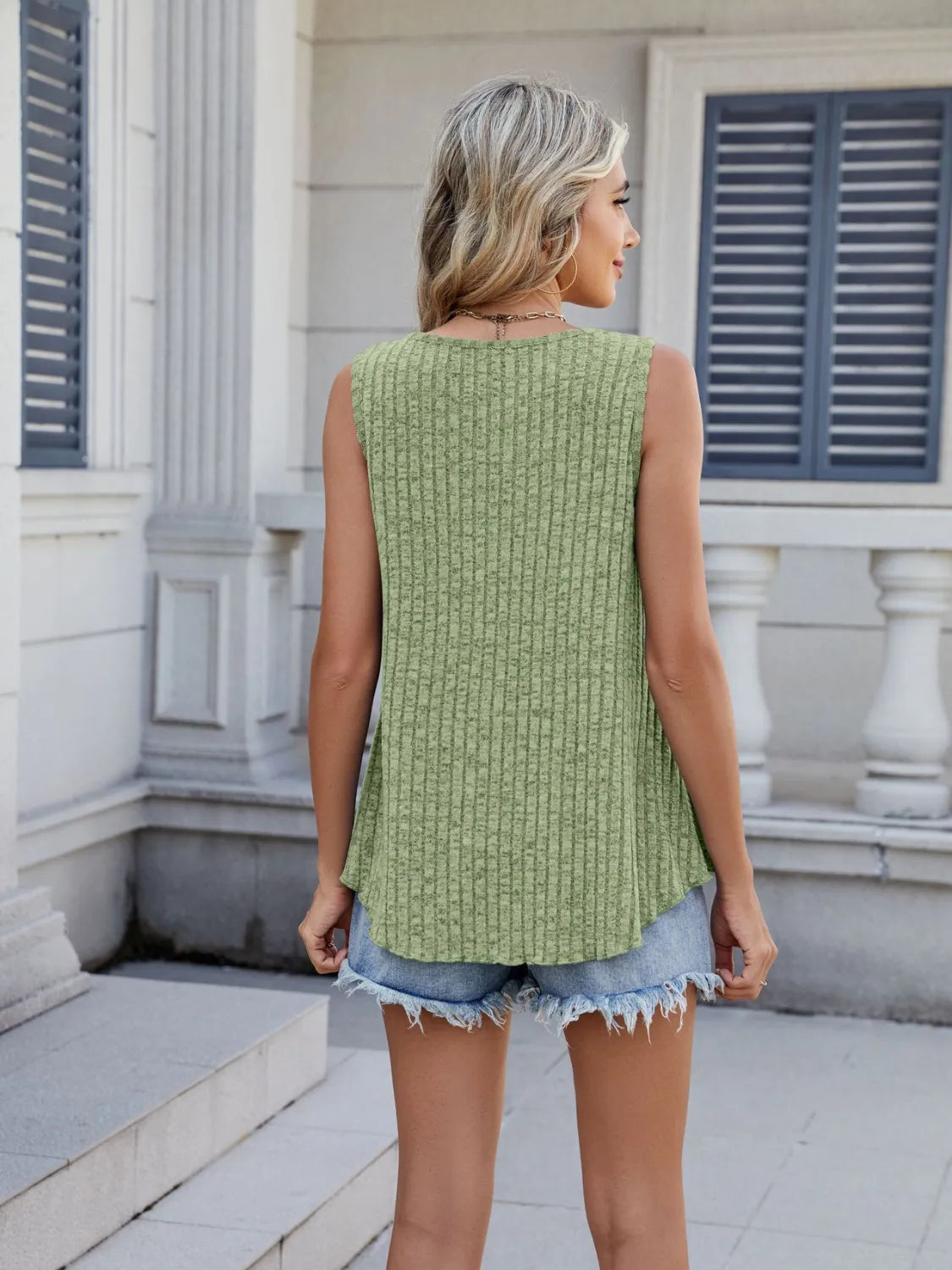 Ribbed Round Neck Tank