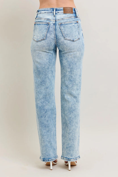 Judy Blue Full Size Hw Mineral Wash Destroy 90's Straight Jeans Plus Size