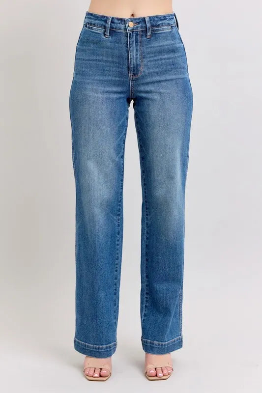 Judy Blue Full Size High Waist Contrast Thread Straight Plus Size MD