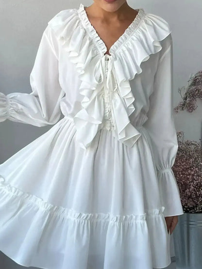 Ruffle Flounce Sleeve Mini Dress
