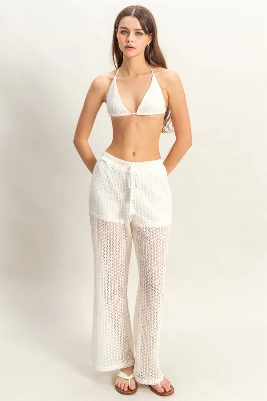 HYFVE Crochet Bra and Drawstring Pants Set CREAM