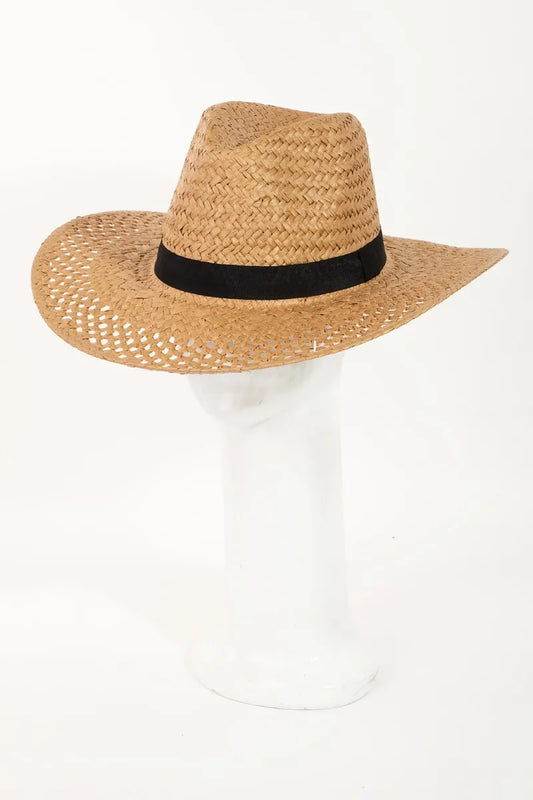 Fame Basket Weave Straw Sun Hat Ka One Size