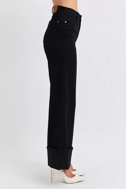 Judy Blue Full Size High Waist Reto Wide Leg W/ Cuff Plus Size