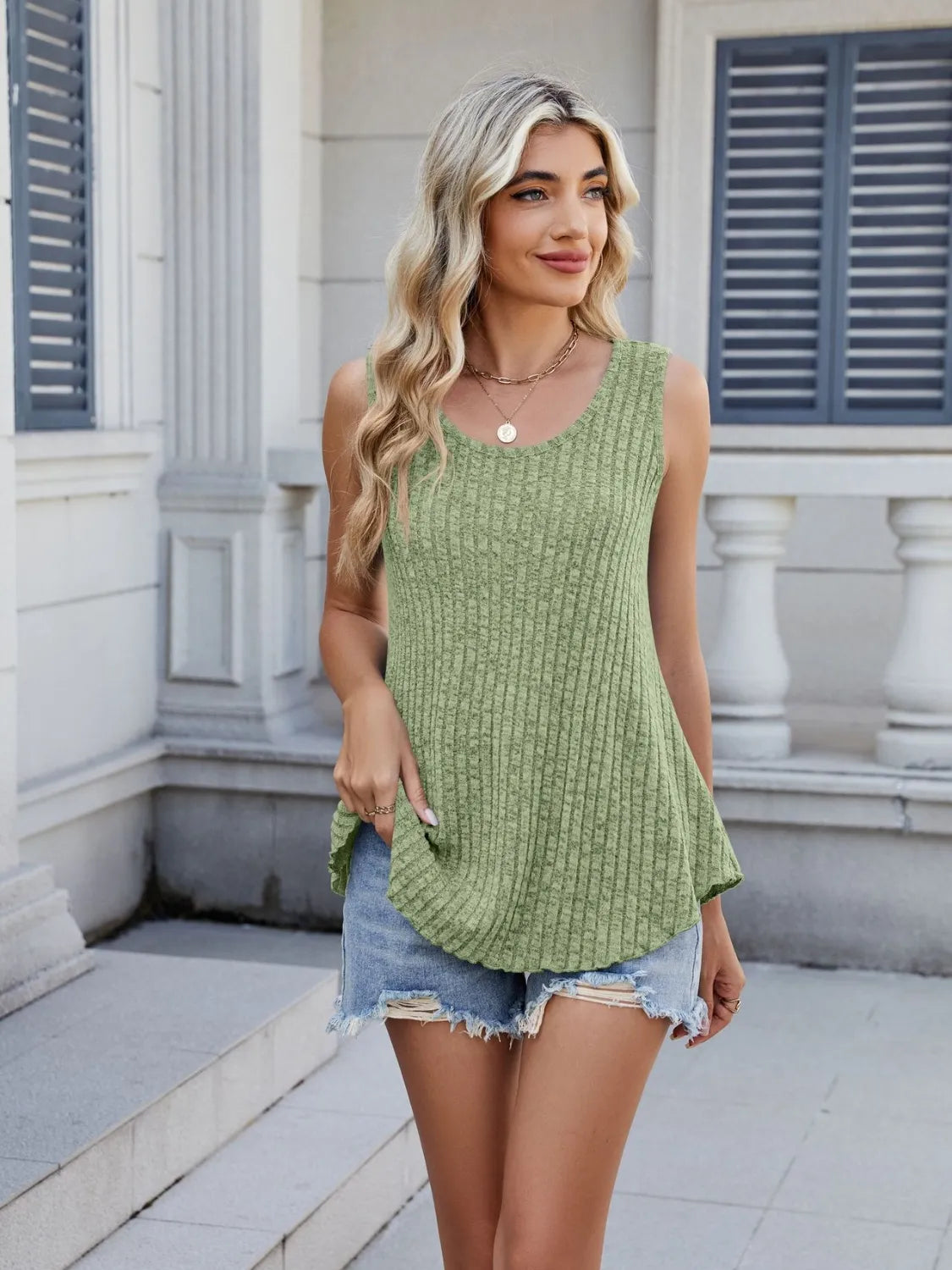 Ribbed Round Neck Tank