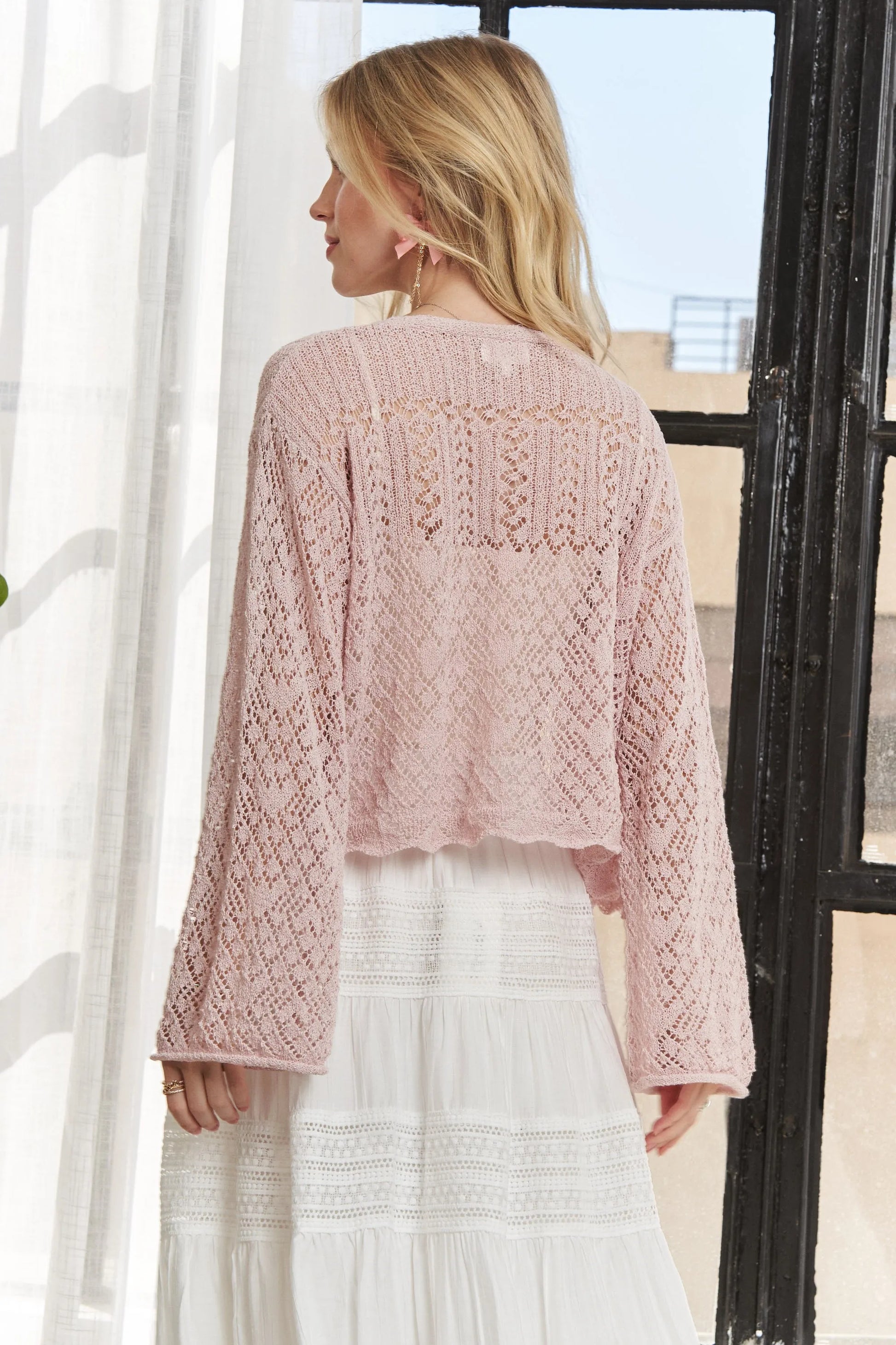ADORA Long Sleeves Crochet Sweater Top