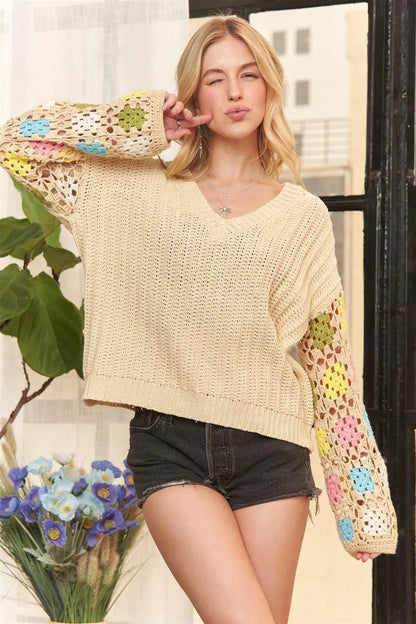 ADORA Multicolor Sleeve Knit Top