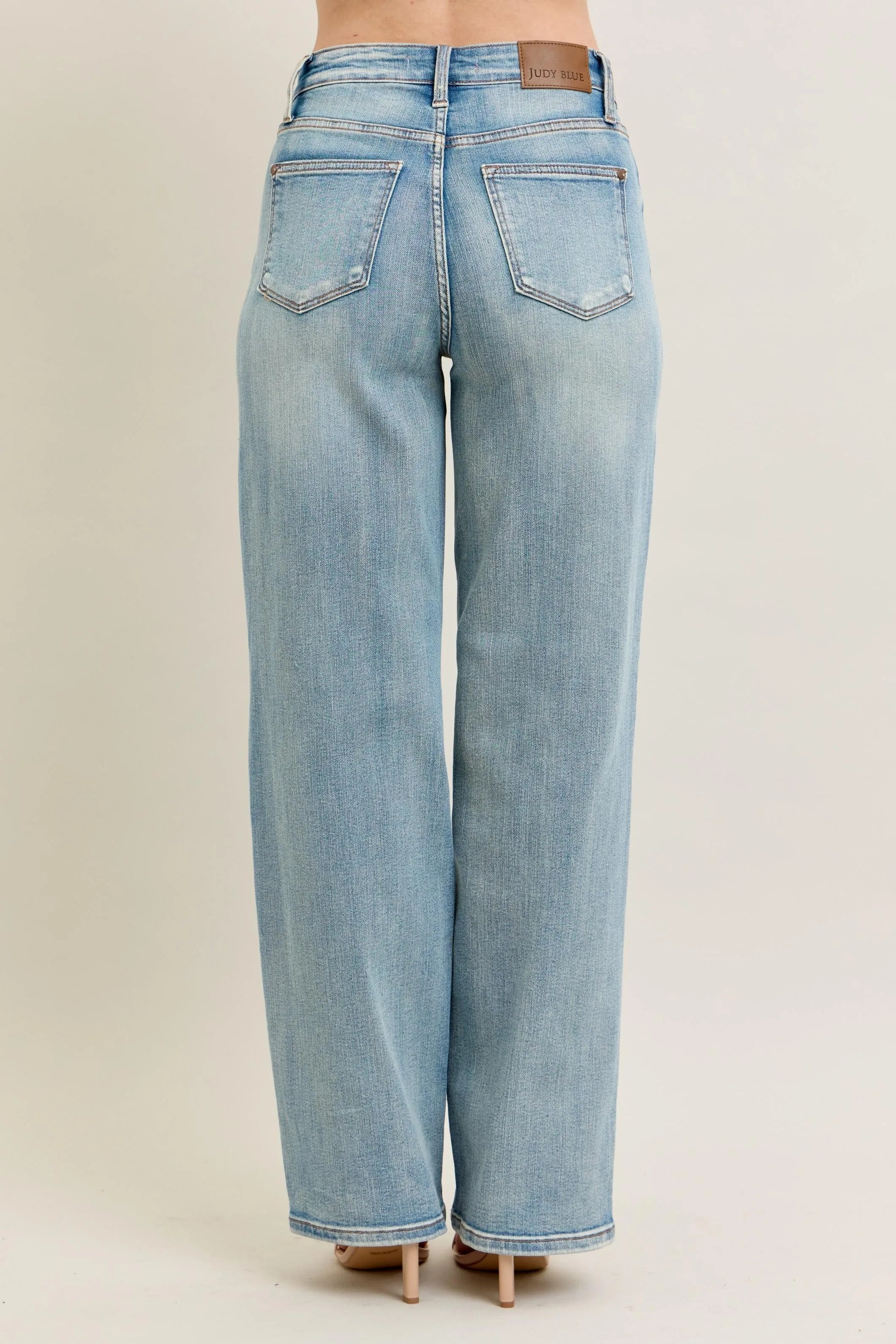 Judy Blue Full Size Hw Destroy & Knee Patch Straight Jeans Plus Size