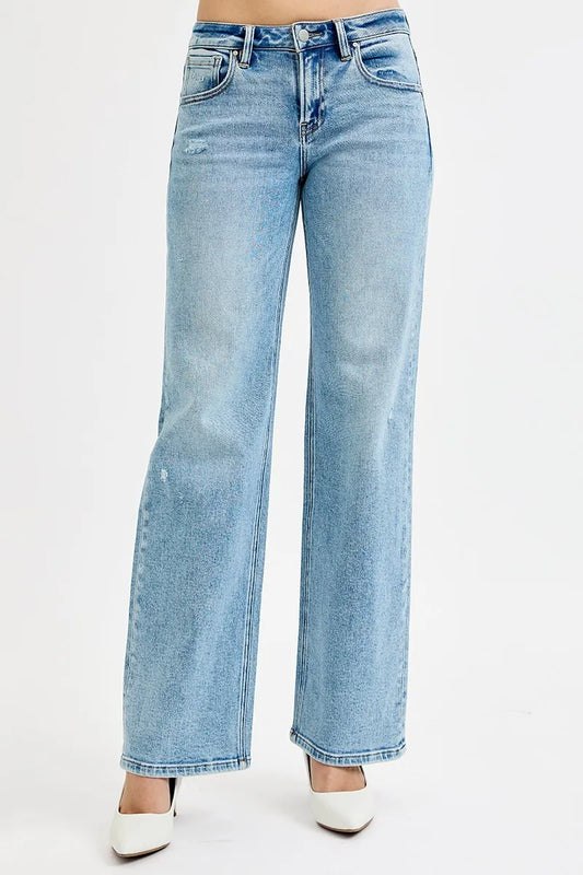RISEN Full Size Low Rise Ankle Boyfriend Distressed Jeans Plus Size MEDIUM