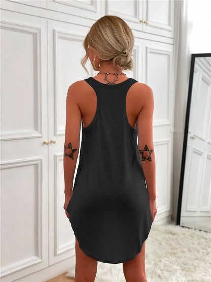 Casual Tank Mini Dress with Curved Hem