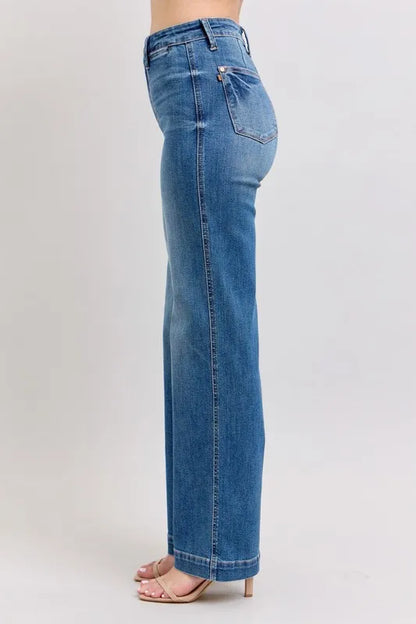 Judy Blue Full Size High Waist Contrast Thread Straight Plus Size